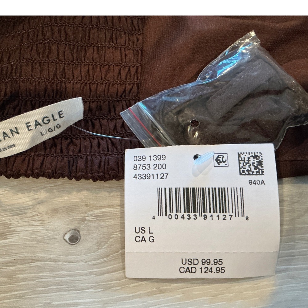 American Eagle Brown Smocked Shirred Tube Top Maxi Dress Size M New With Tags - Picture 8 of 8